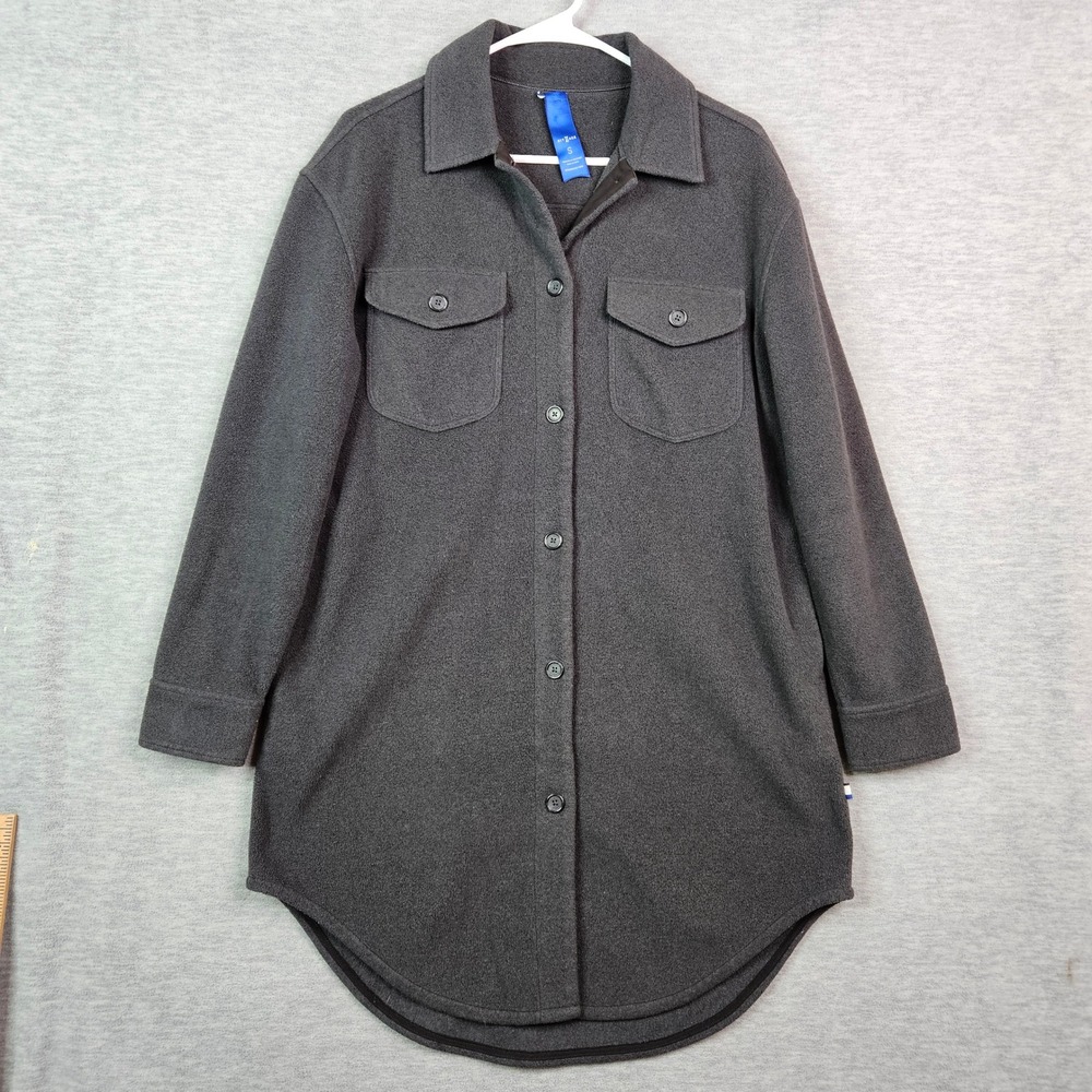 Kit and Ace Womens Charcoal Gray Fleece Longline Shacket Shirt Jacket Size S